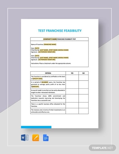 test-franchise-feasibility-template