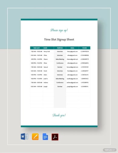 google docs sign in sheet template with time slots