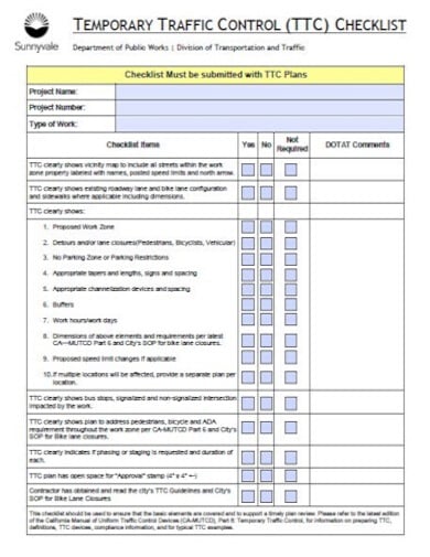 traffic control checklist template