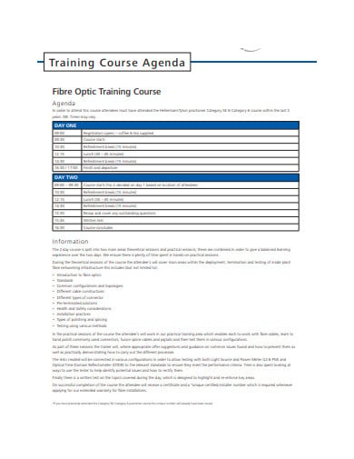 training course agenda example