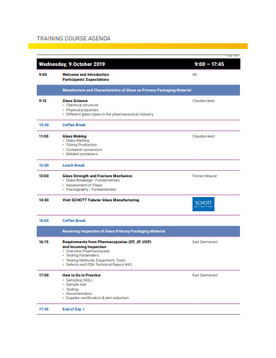 training course agenda template