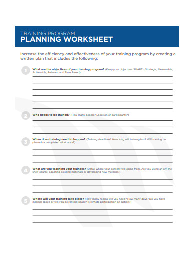 9+ Training Worksheet Templates in PDF | Free & Premium Templates
