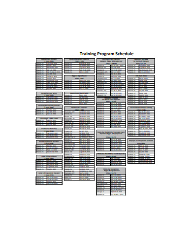training program schedule format