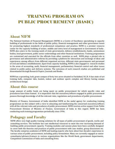 training program on public procurement