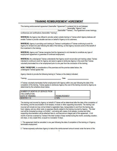 training reimbursement agreement example