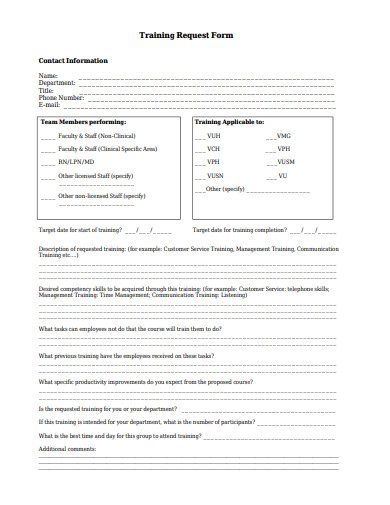 training request form template