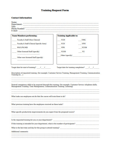 16+ Training Request Form Templates in PDF | Free & Premium Templates