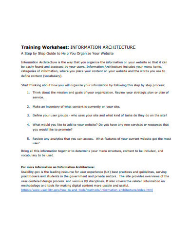 training worksheet in pdf