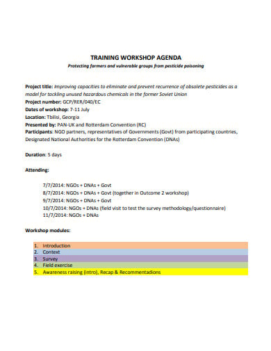 training workshop agenda example