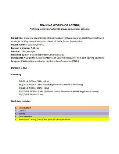 training workshop agenda example