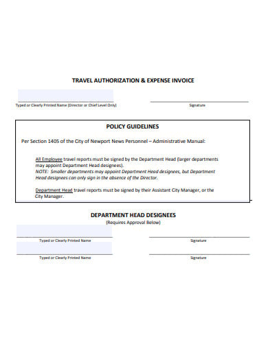 travel authorization and expense invoice template
