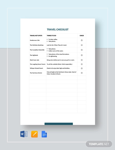 Travel Checklist Template 9 Free Word Pdf Documents Download Free And Premium Templates 2711