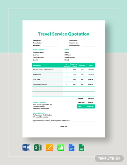 16+ Service Quotation Templates - Word, Excel, PDF | Free & Premium ...