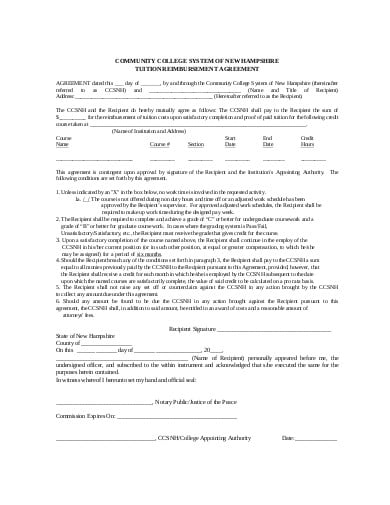 tuition reimbursement agreement example