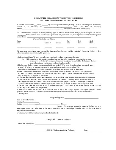 tuition reimbursement agreement example