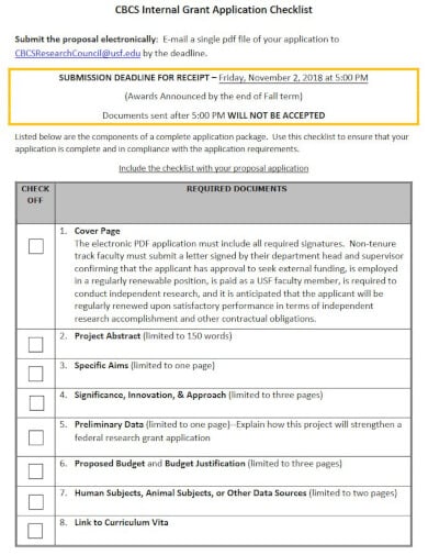 university-research-internal-grant-checklist-template