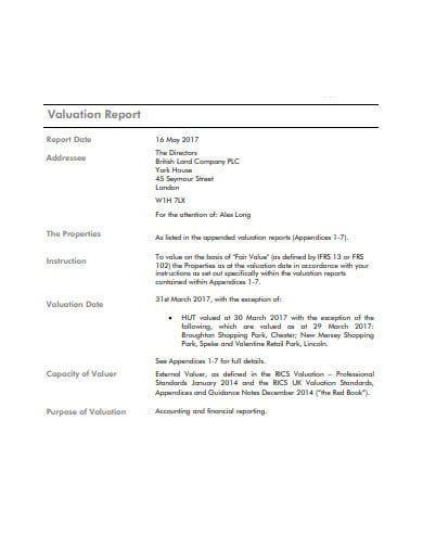 valuation-report-format