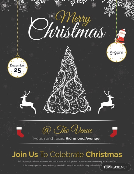 vintage merry christmas flyer template1x