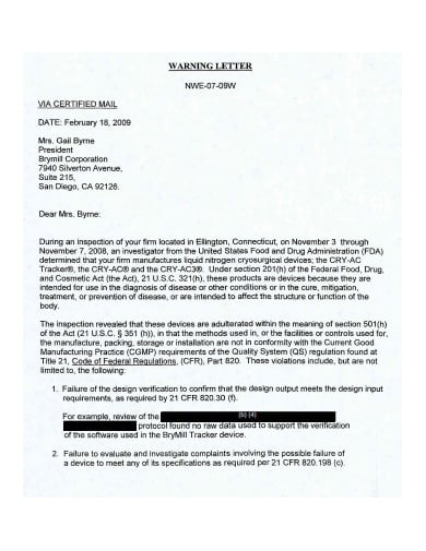 warning letter example