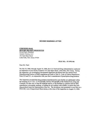 warning letter in pdf