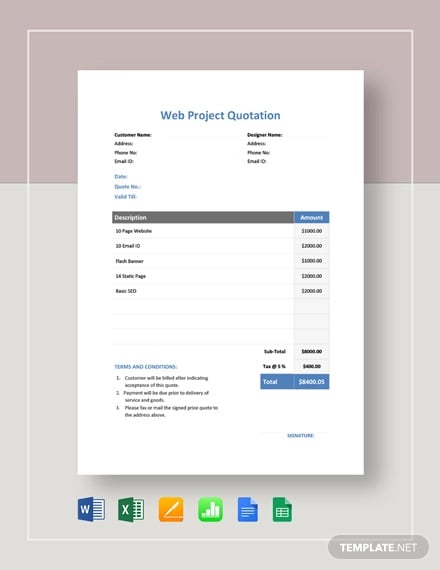 web project quotation template