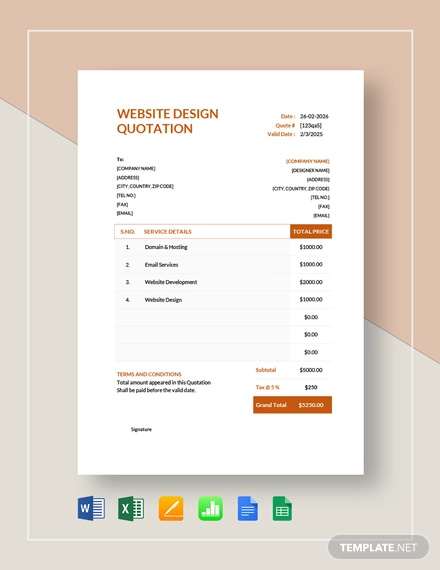 website design quotation template