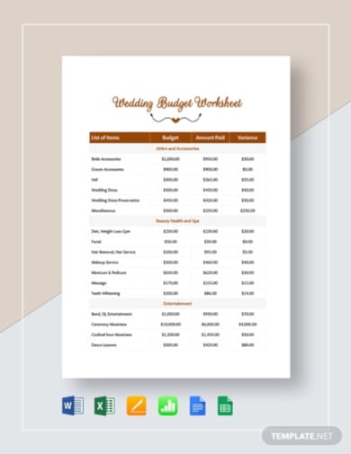wedding budget worksheet pdf