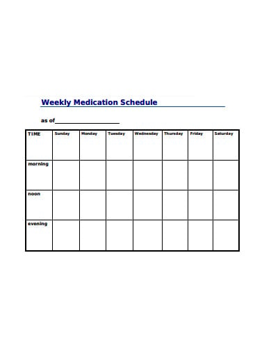 weekly medication schedule example