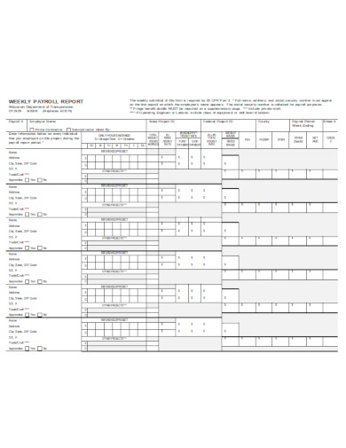 weekly payroll report template in doc