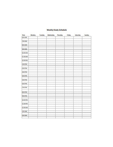 weekly study schedule sample