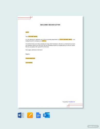 welcome aboard letter template