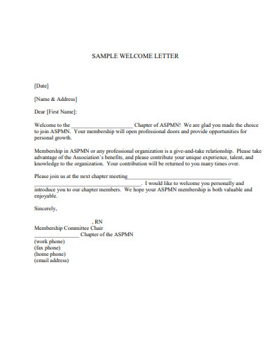 18+ Welcome Letter Templates in PDF | Google Docs | Word | Pages | Free ...