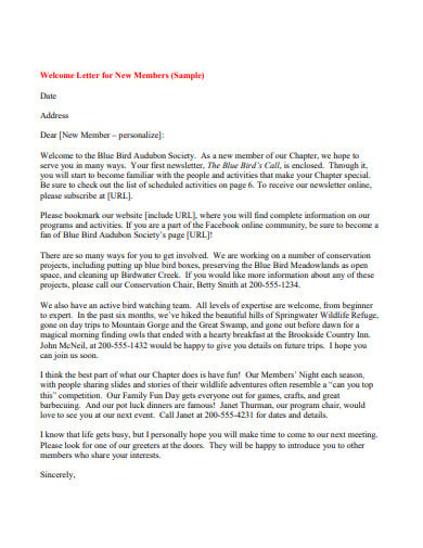 welcome letter to new members template