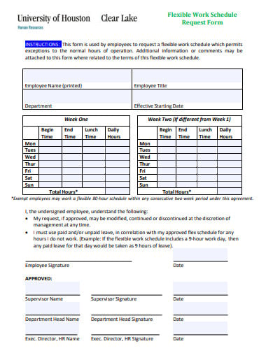 work schedule request form example