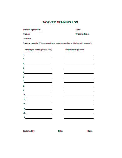 worker training log in pdf