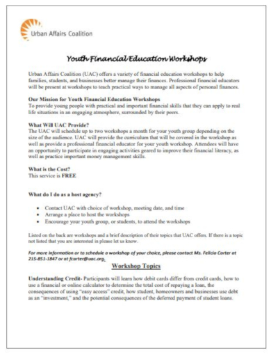 youth financial workshop flyer template