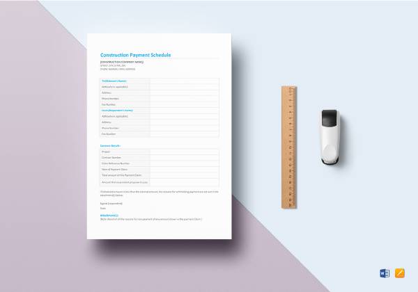 construction payment schedule template mockup 1