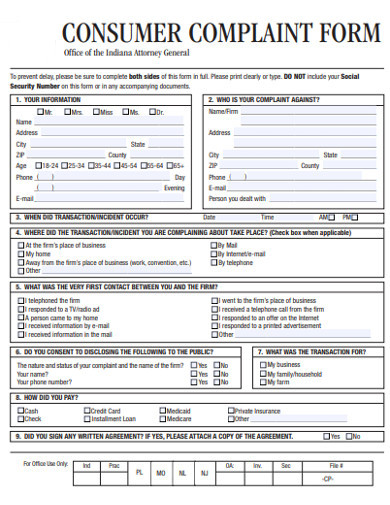 FREE 18+ Complaint Form Templates in PDF |MS Word | Pages | Docs