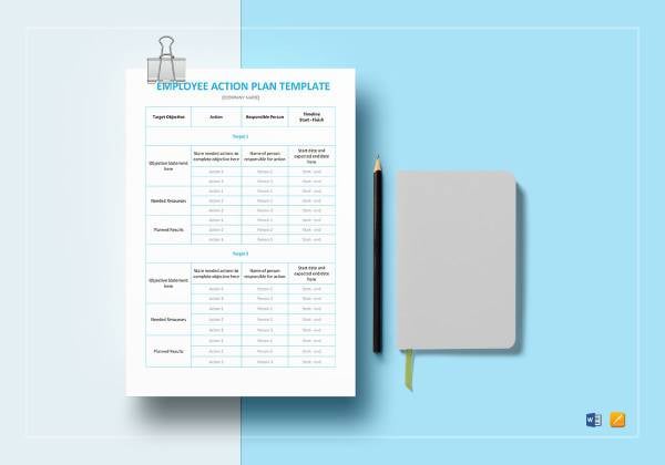 employee action plan template mockup