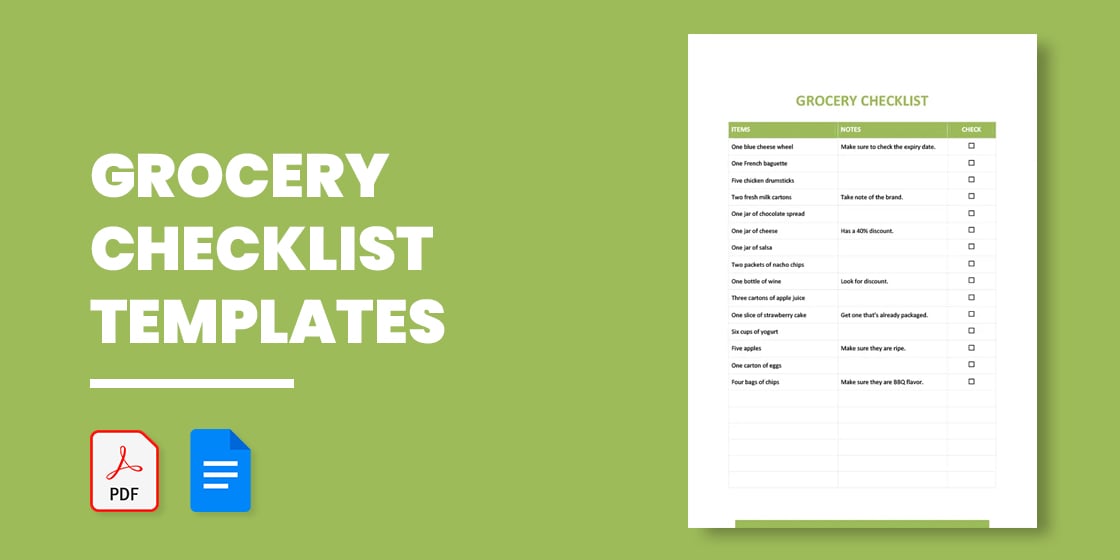 Vacation Grocery List Free Google Docs Template 