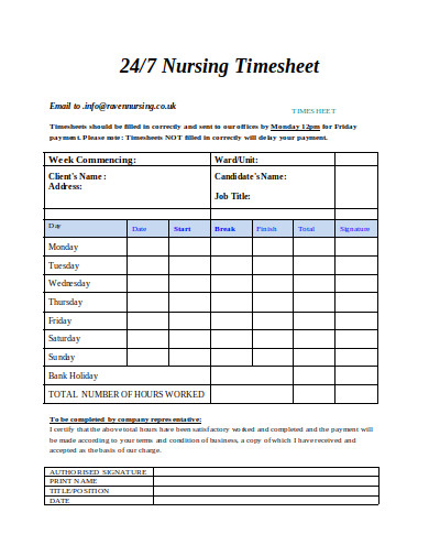 nursing timesheet template