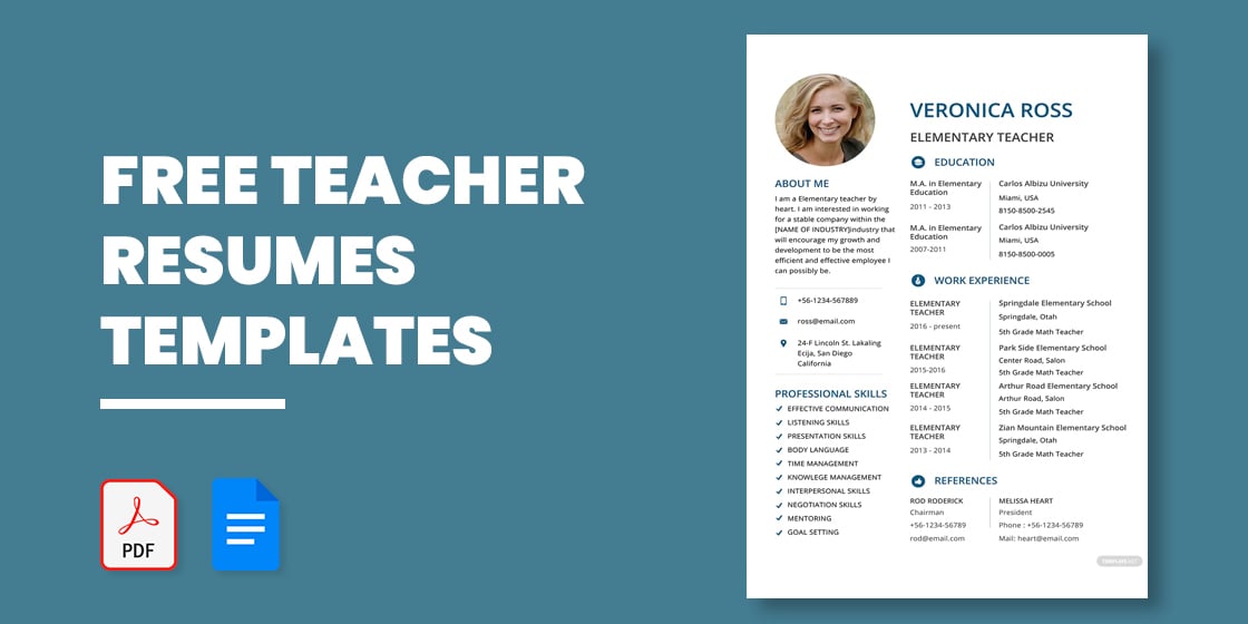 resume format for school teacher jobs for freshers