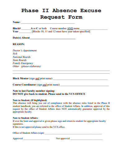 absence excuse request form template