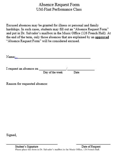 absence request form example