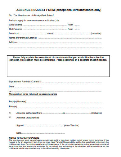 absence request form template