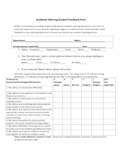 academic advising student feedback form