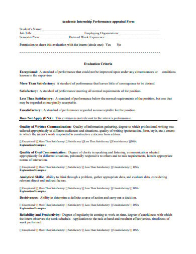 academic-internship-performance-appraisal-form