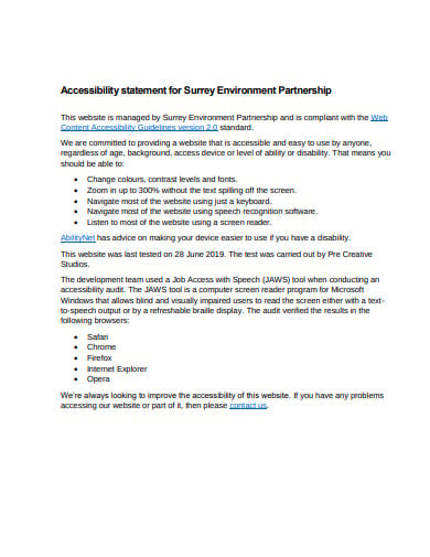 accessibility statement for surrey environment