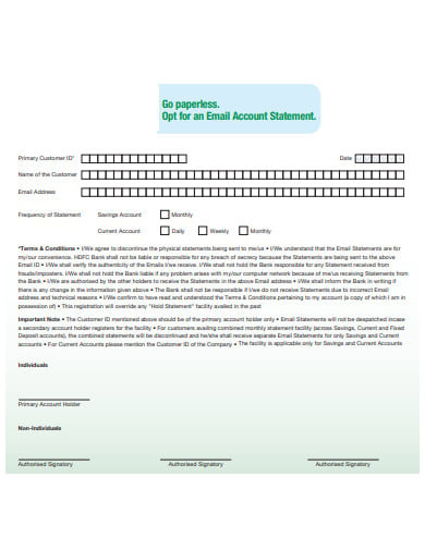 account statement email template