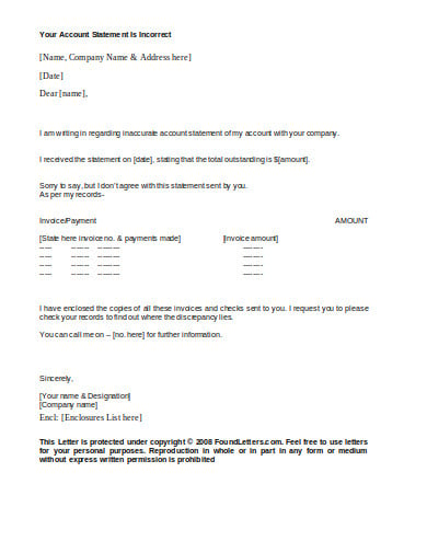 account statement letter example